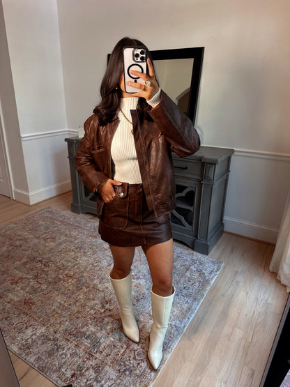 Rustic Brown Pleather Jacket