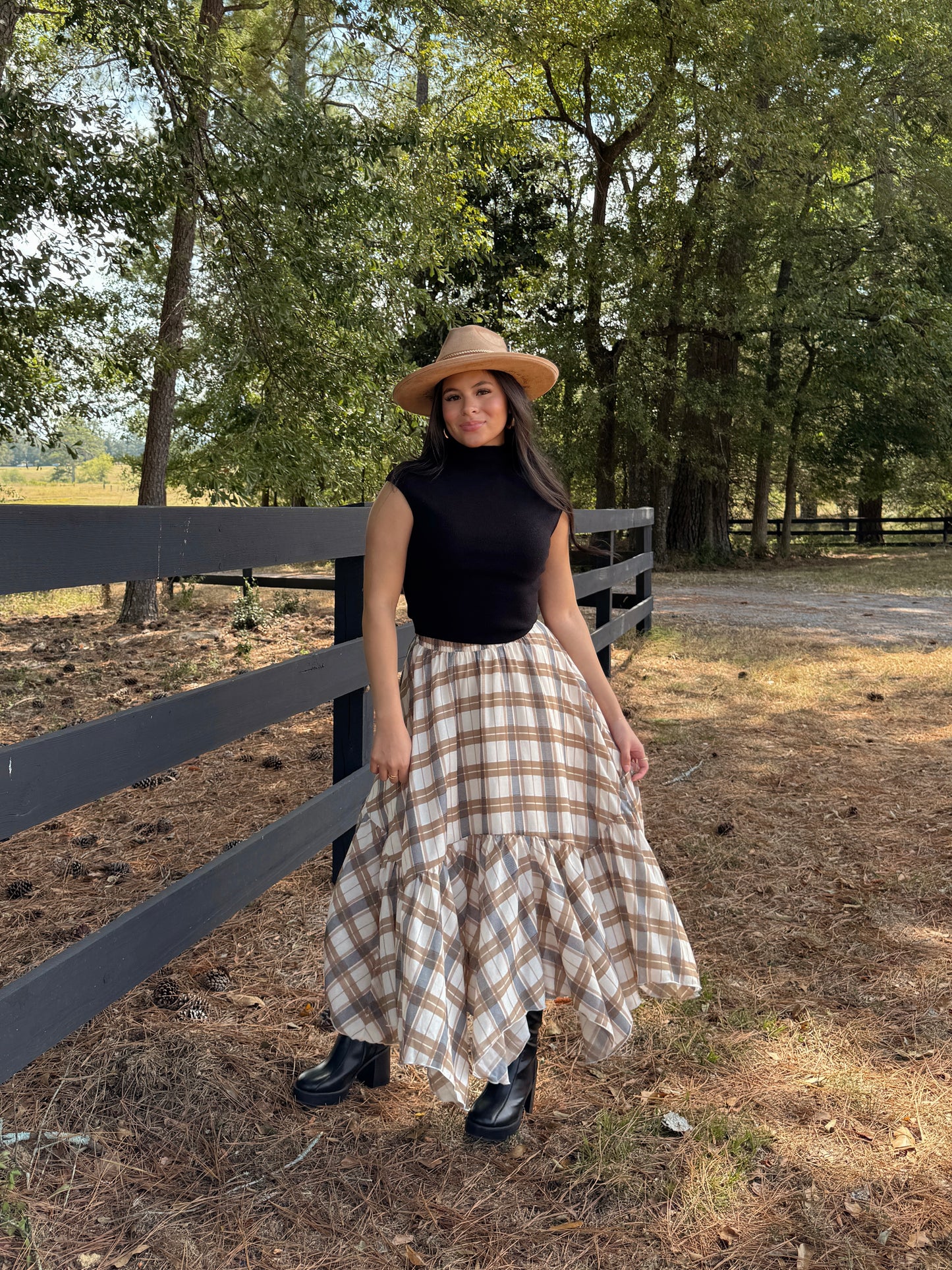 Tan Plaid Skirt