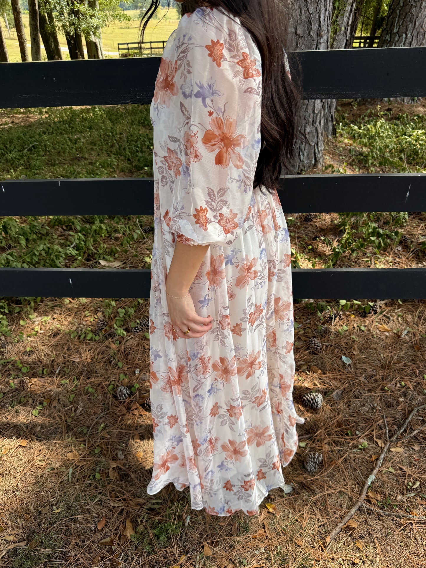 Orange Florals Maxi Dress