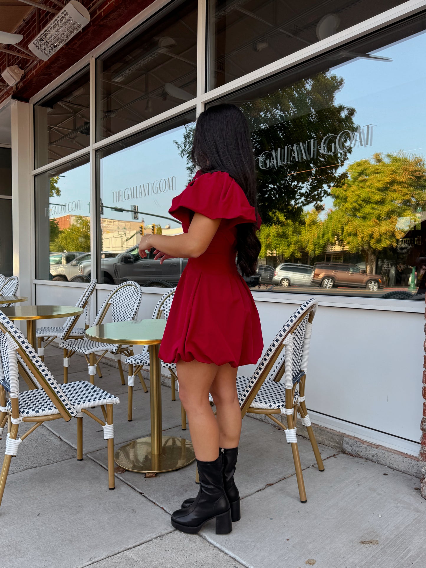 Deep Red Zip Up Bubble Dress