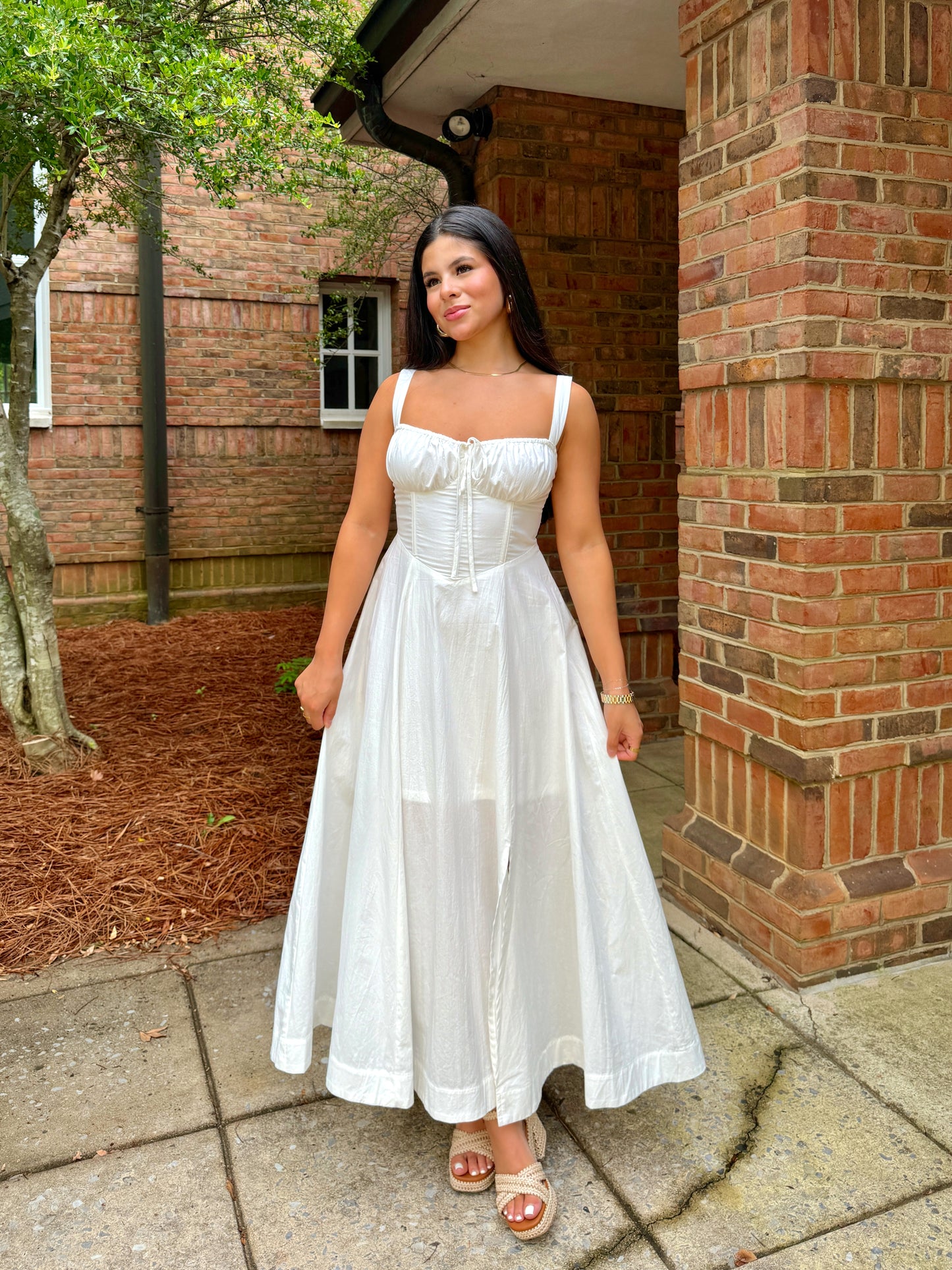 White Corset Midi Dress