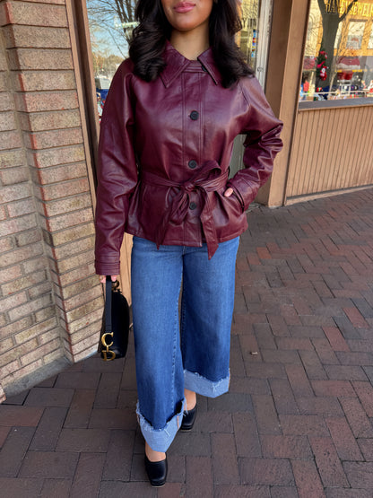 The Verona Burgundy Trench Coat