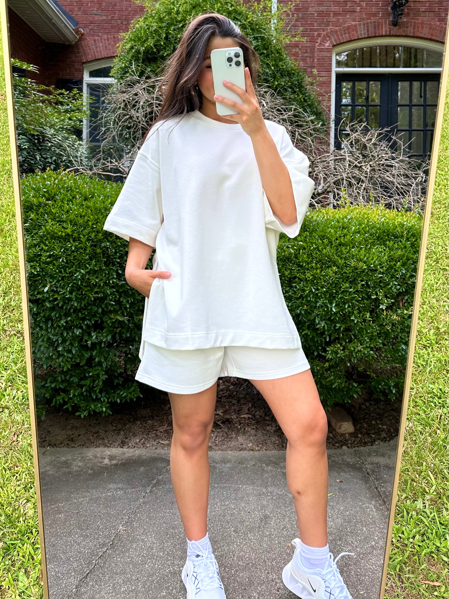 White Oversized Tee & Shorts Set