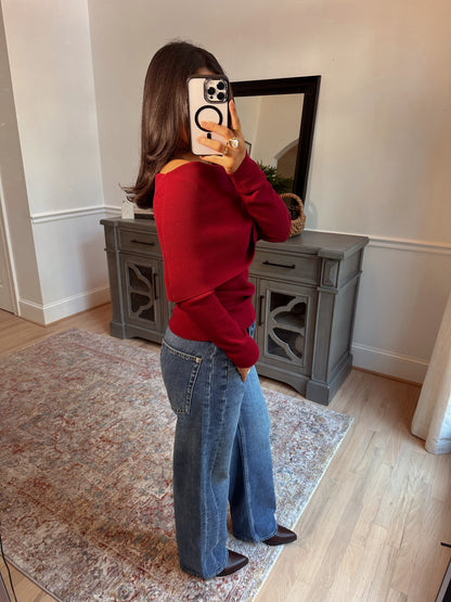 Apple Orchard Burgundy Knit Top