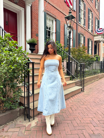 Denim Fit & Flare Tube Dress