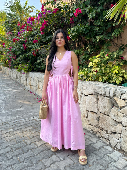 Baby Pink Open Side-Tie Dress