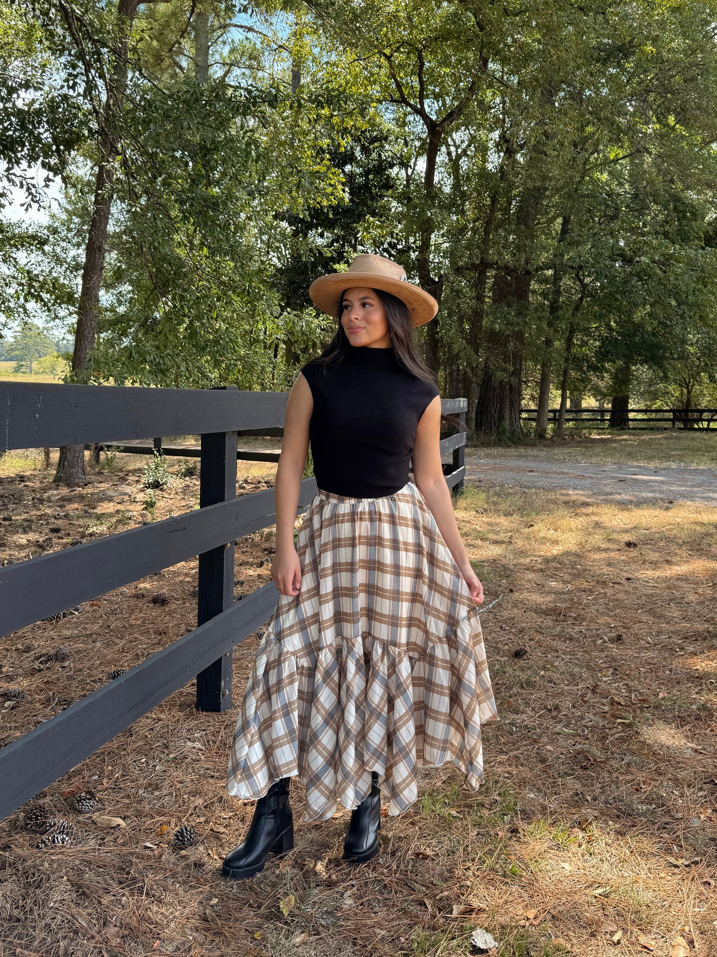 Tan Plaid Skirt