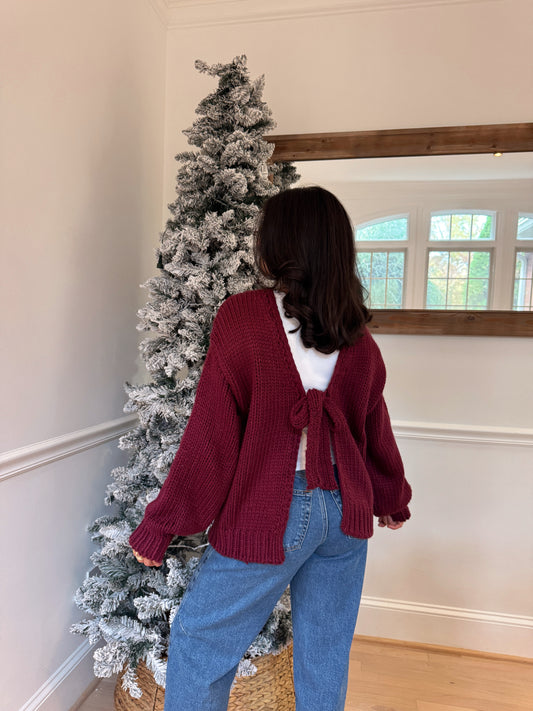 Burgundy Knit Reversible Sweater / Cardigan