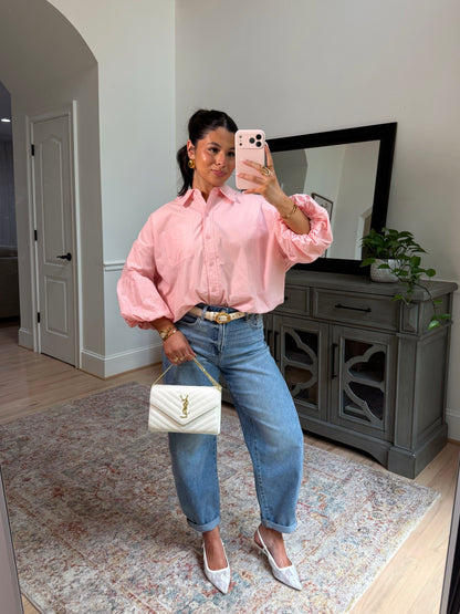 Peony Pink Bubble Hem Top