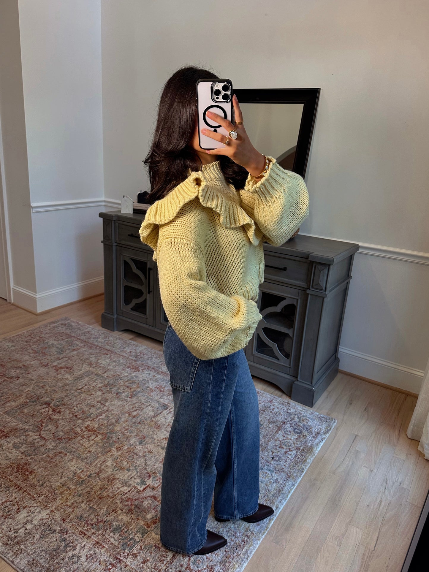 Golden Hour Ruffle Knit Sweater