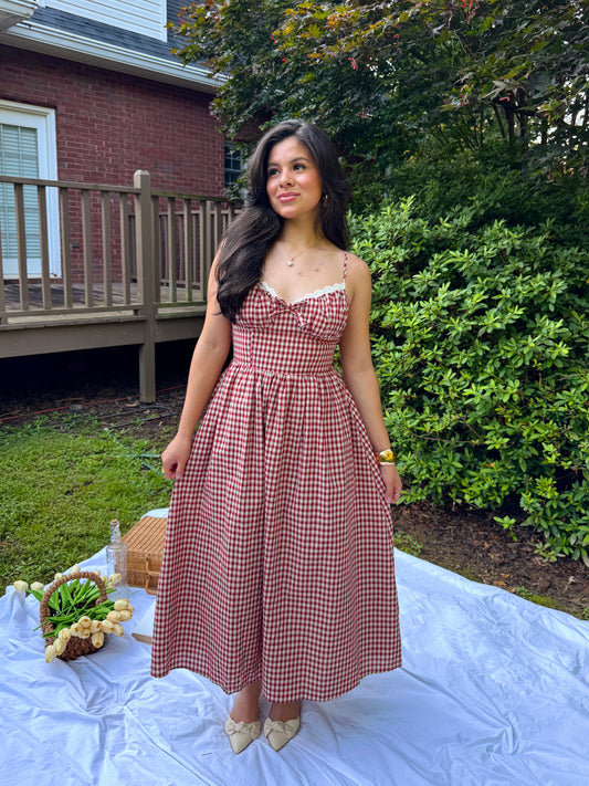 Red Gingham Cottage Dress