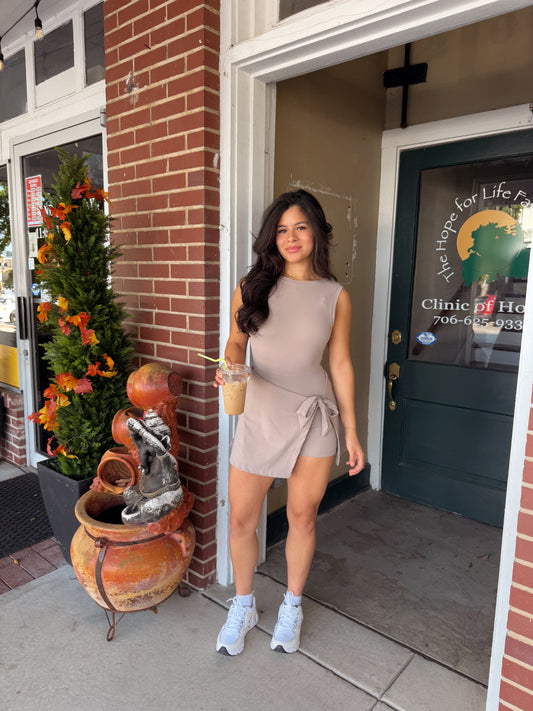 Taupe Wrap Active Romper