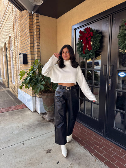 Black Essence Pleather Barrel Pants