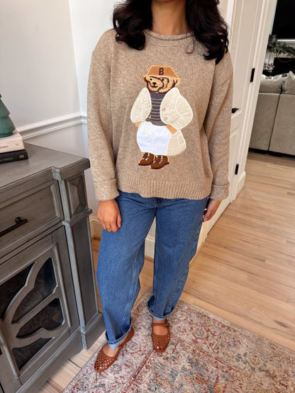 Teddy Embroidered Cotton Sweater