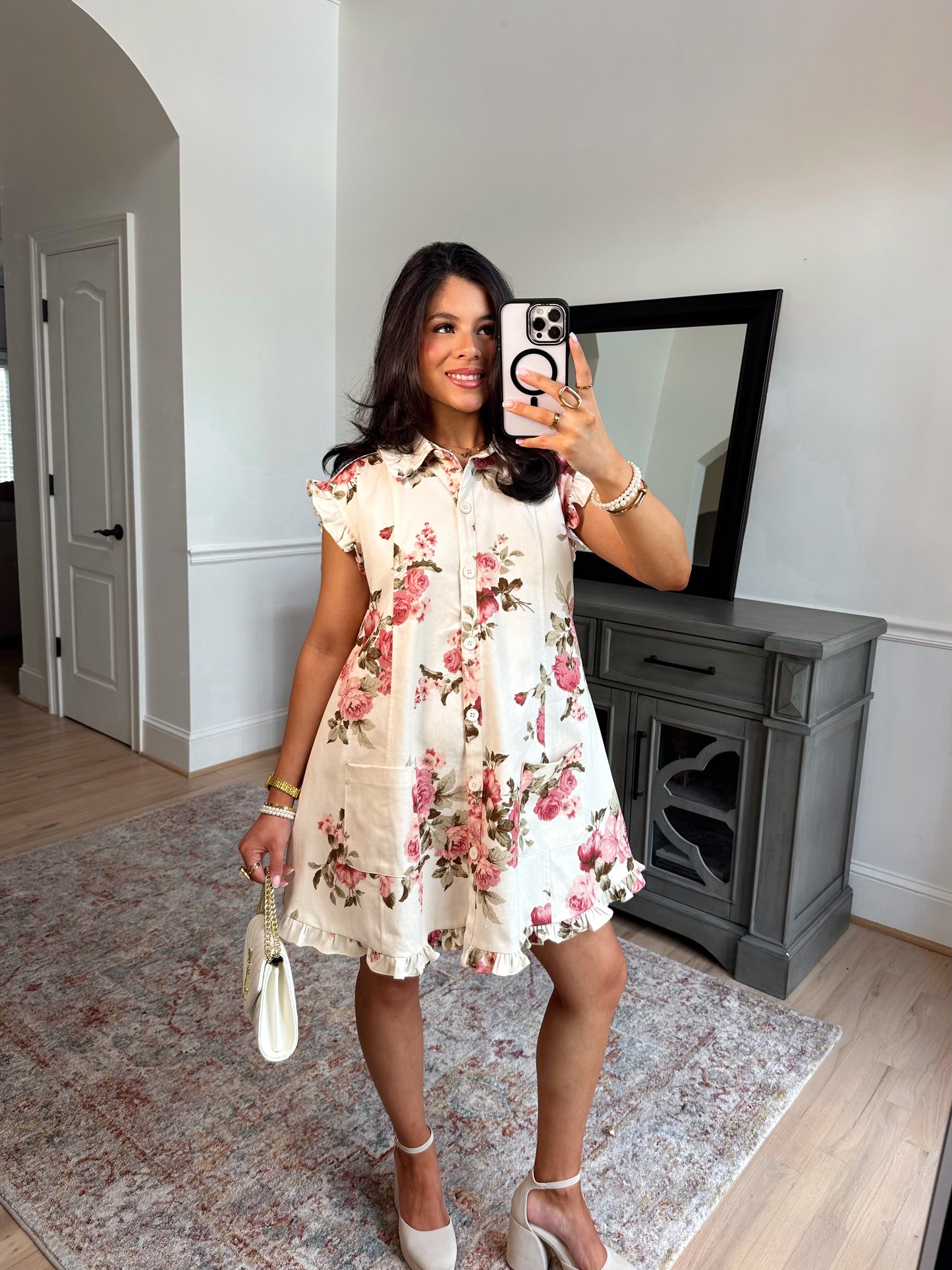 Sweet Rose Button Dress