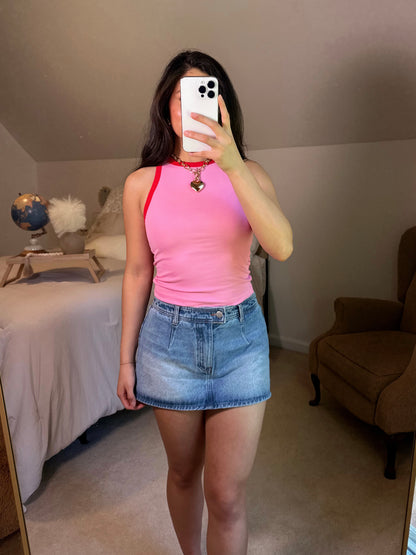 Denim Mid-Rise Mini Skort