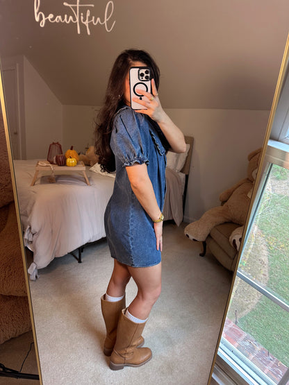 Collar Me Cute Denim Romper