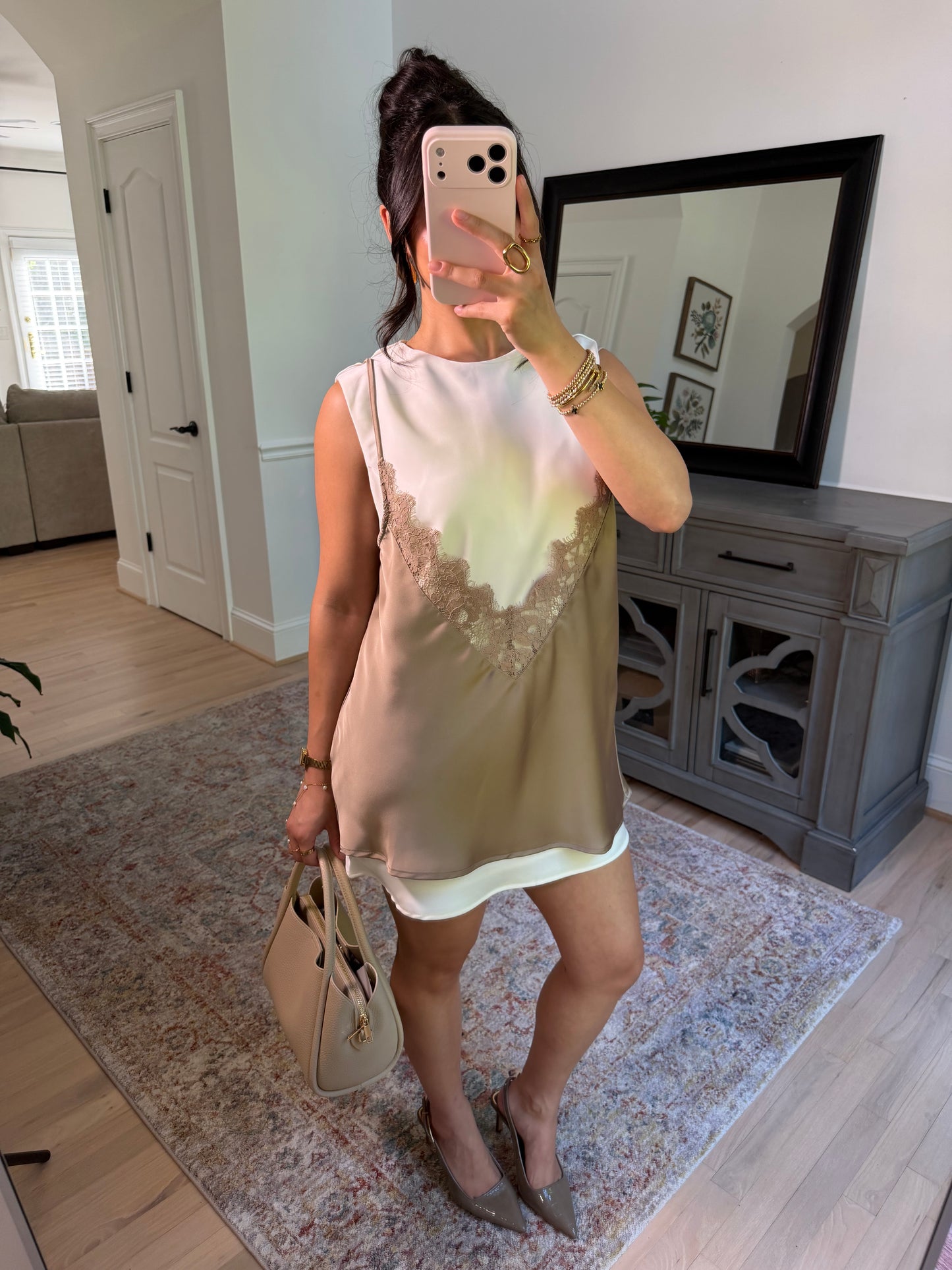 The London Layered Satin Lace Dress