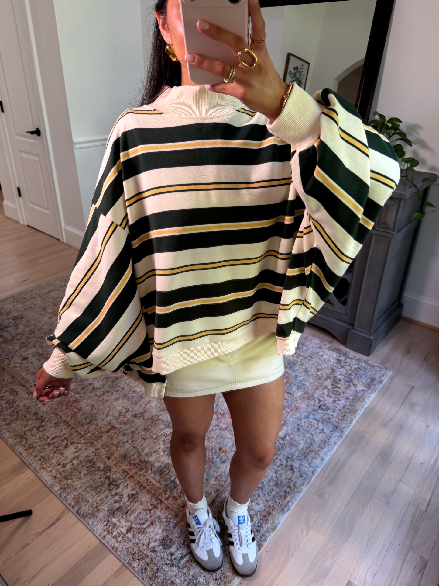 Olive Grove Striped Mockneck