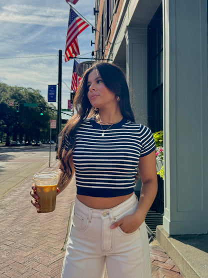 Navy Striped Soft Tee