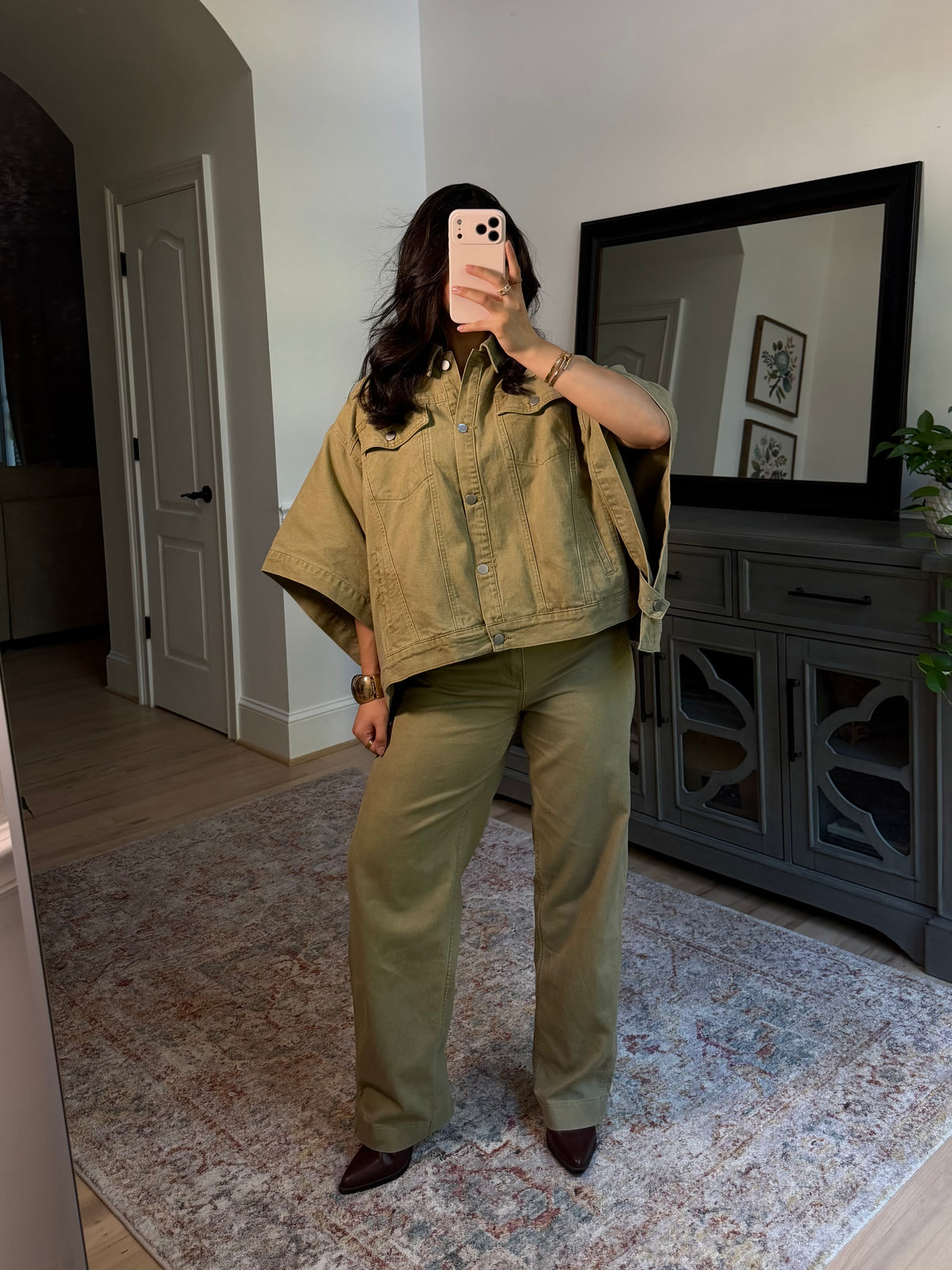 Sutton Olive Denim Poncho Jacket