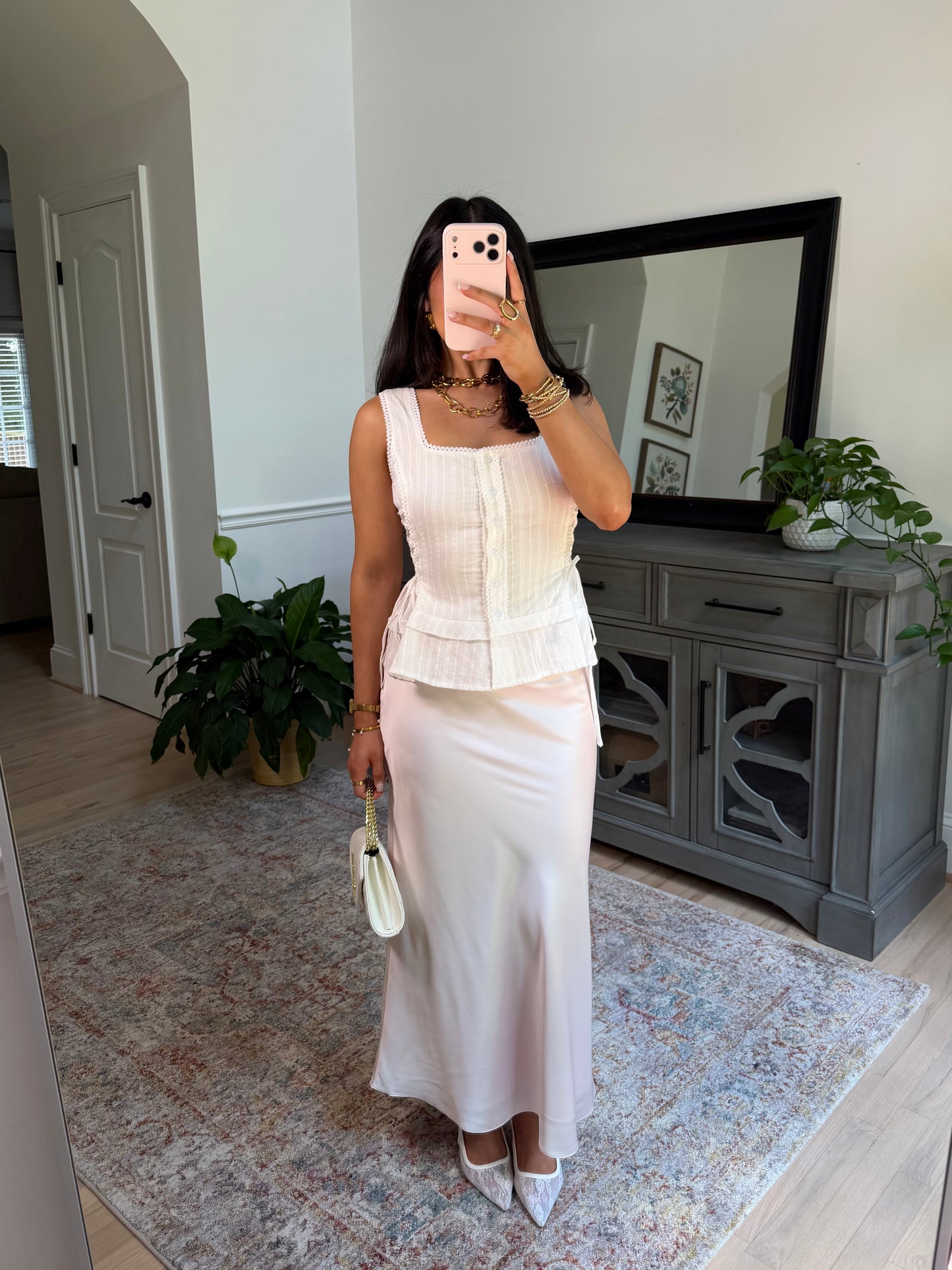 Peony Pink Satin Skirt