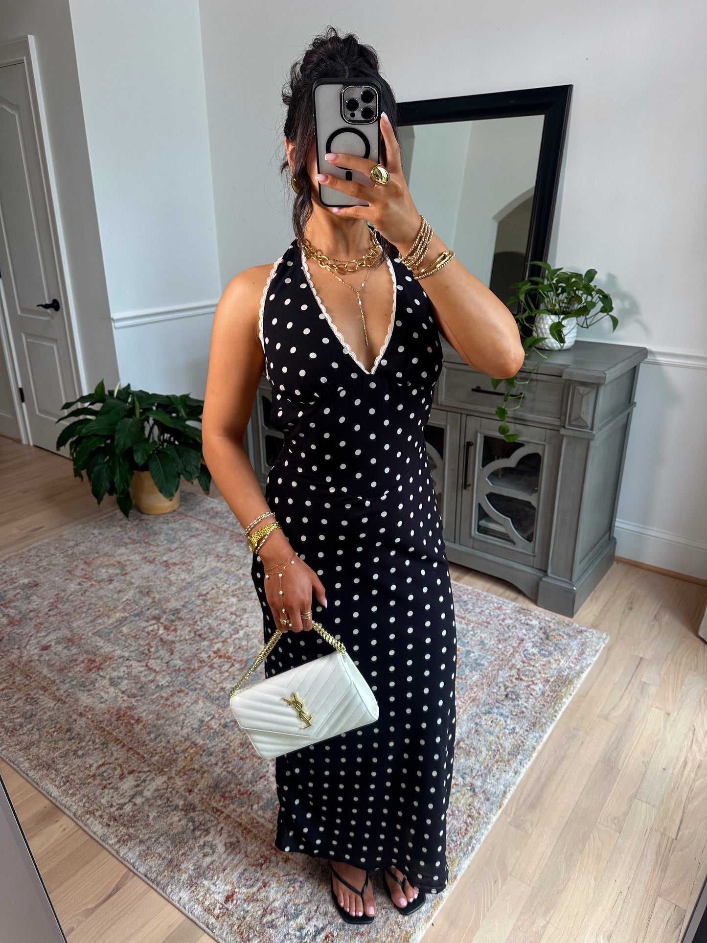 Rosé Hour Polka Dot Halter Dress