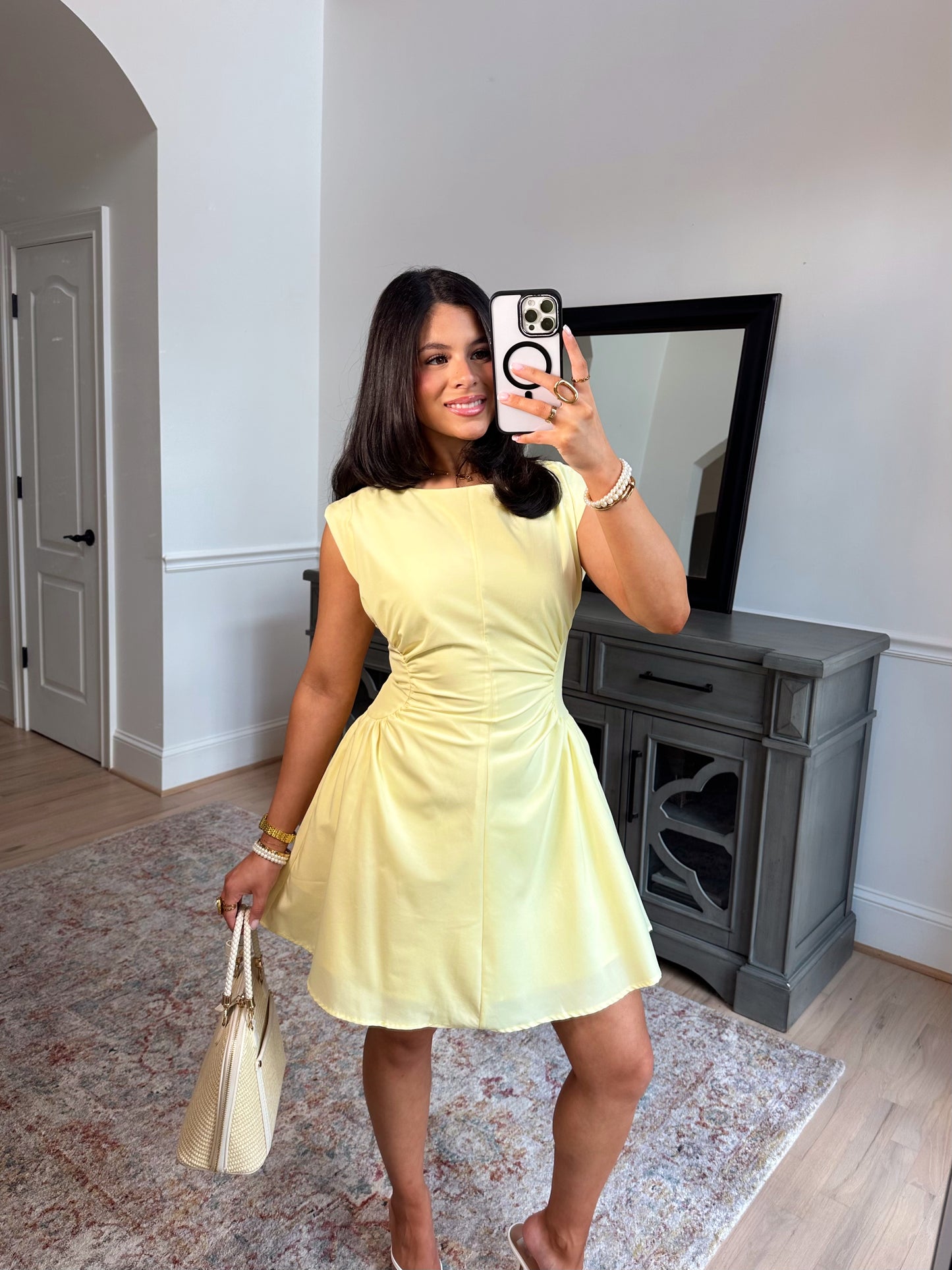 Yellow Magnolia Pleated Dress