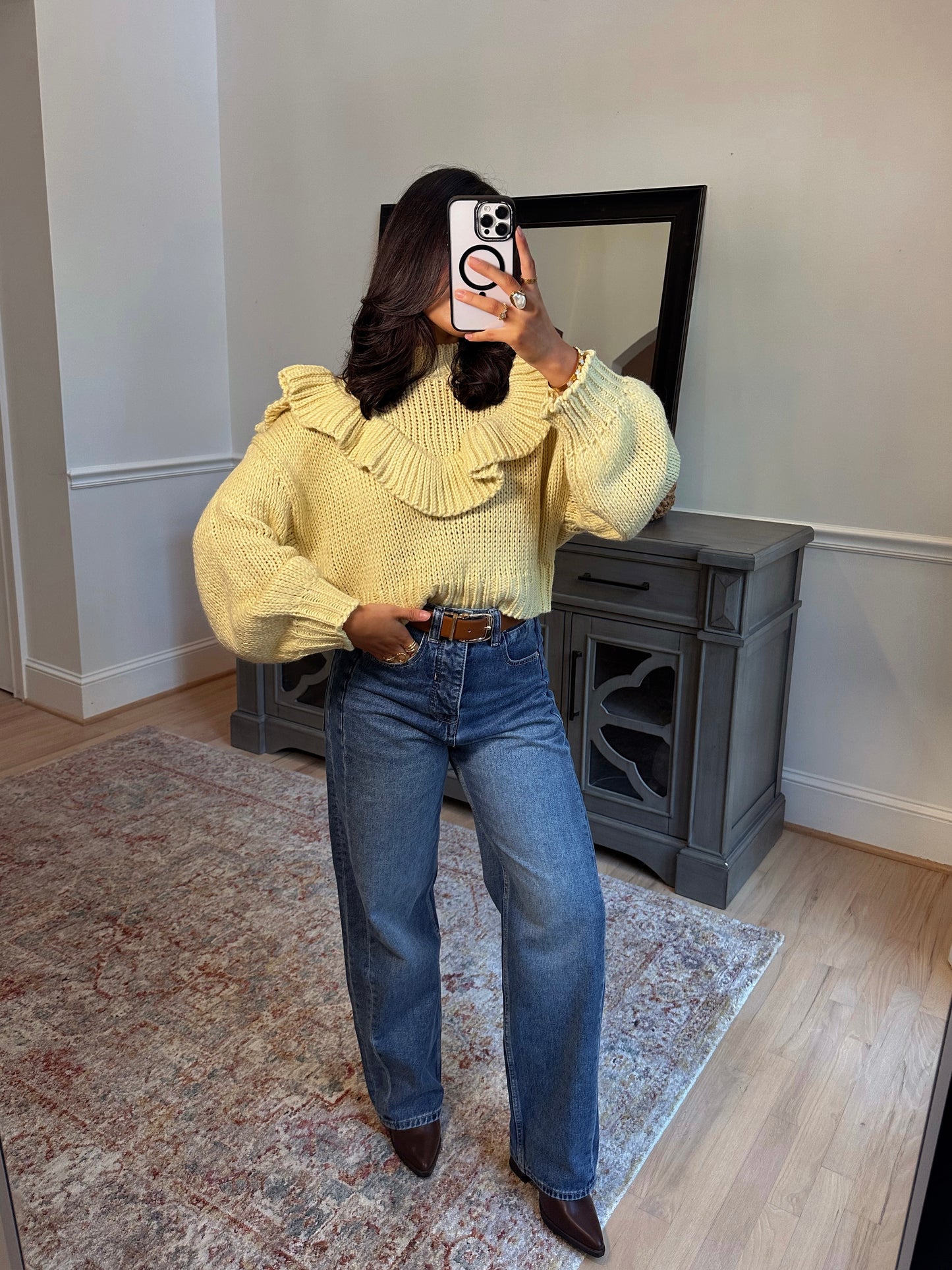 Golden Hour Ruffle Knit Sweater