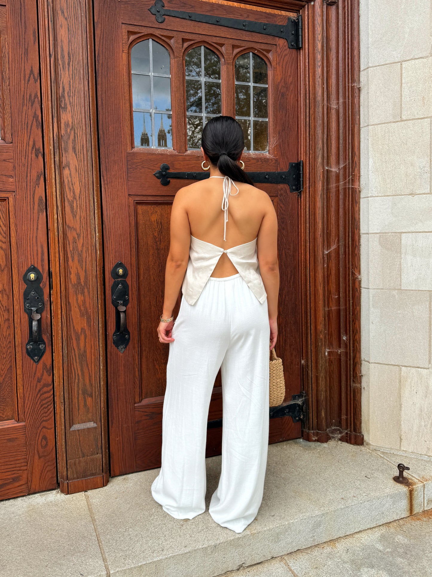 White Flowy Linen Pants