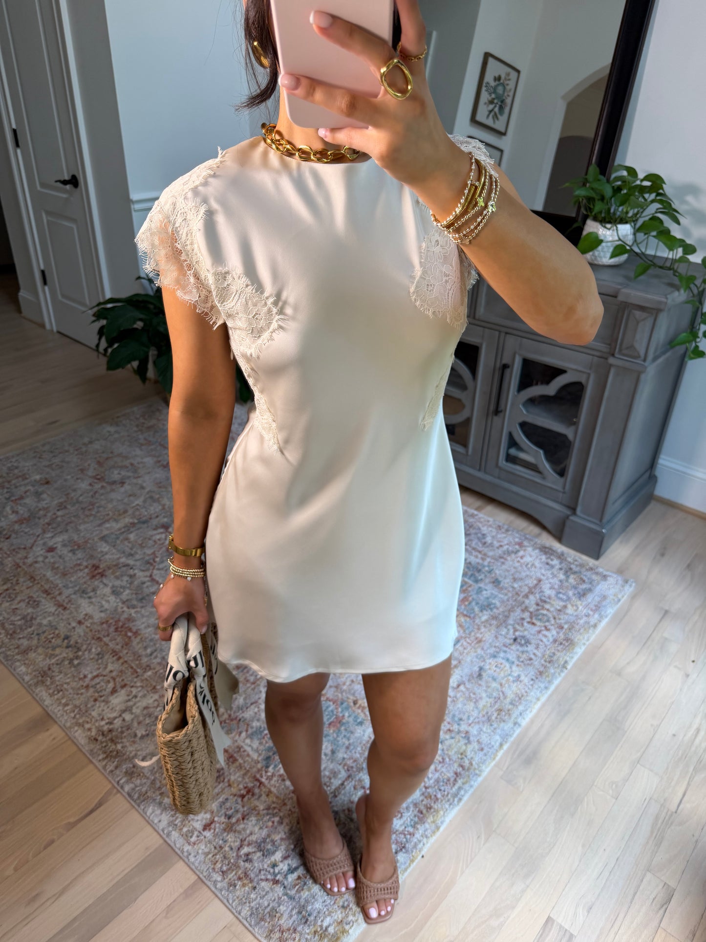 Clara Satin Lace Mini Dress
