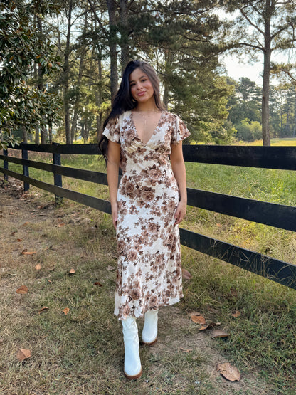 Brown Florals Dress