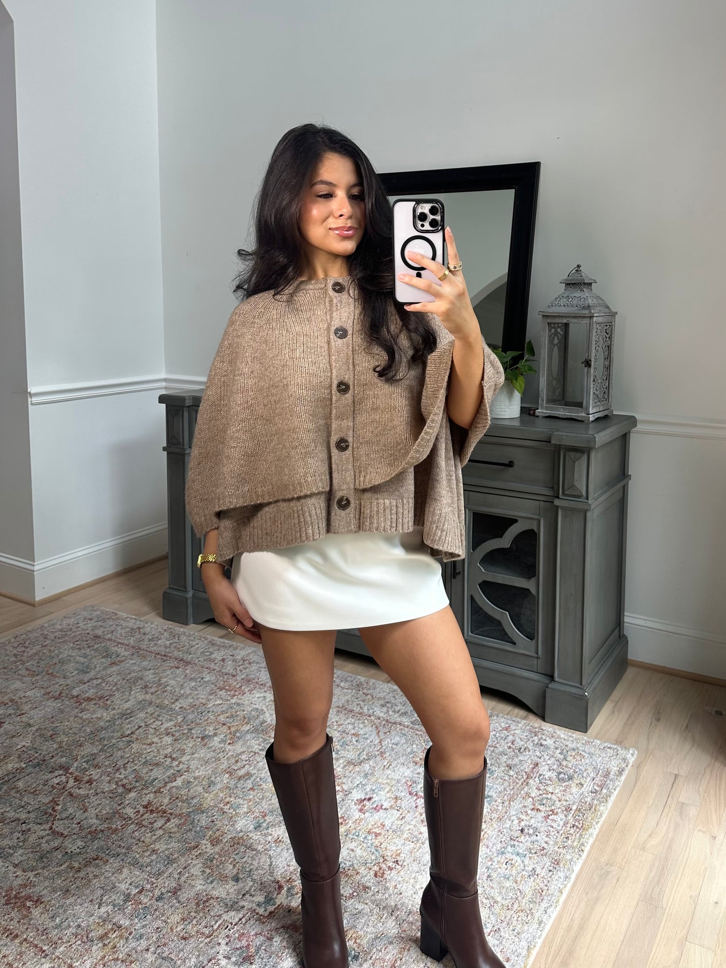 Aspen Brown Knit Poncho