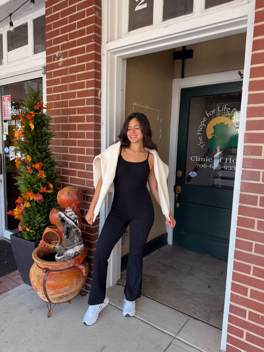 Black Butter Soft Flare Jumpsuit