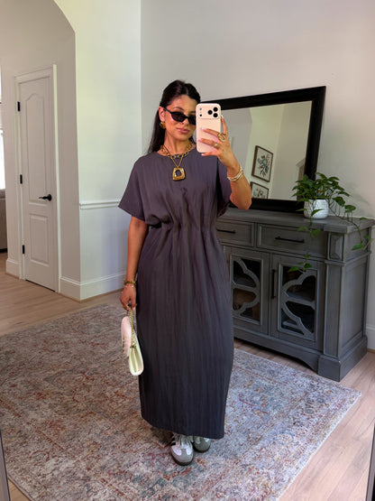 Uptown Charcoal Pleated Dress
