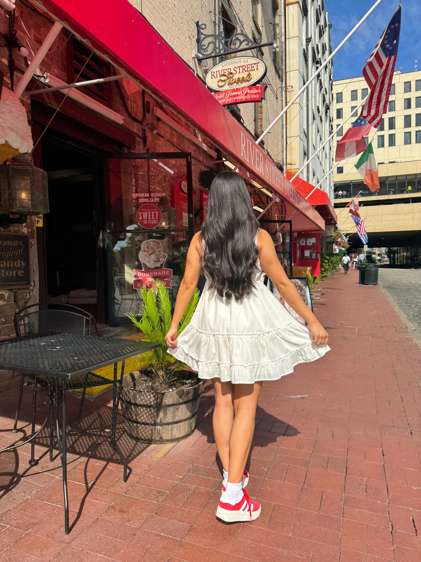 V-Neck White Short Dress