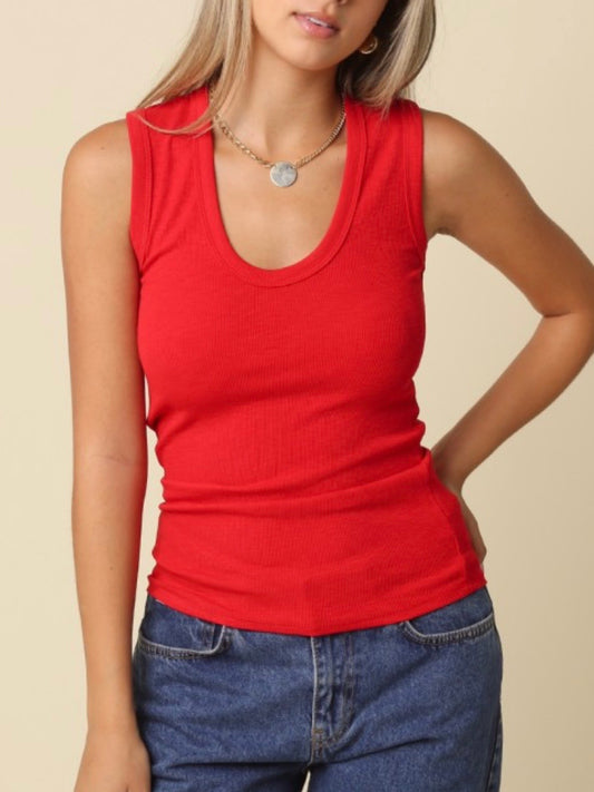 Cool Girl Scoop Neck Tank (Red)