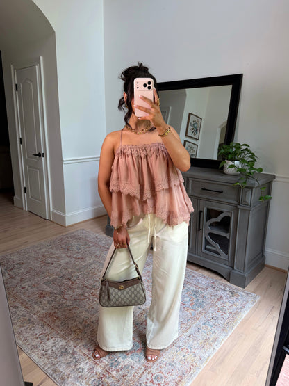 Blush Lace Ruffle Top
