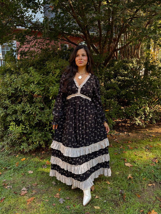 Midnight Garden Midi Dress