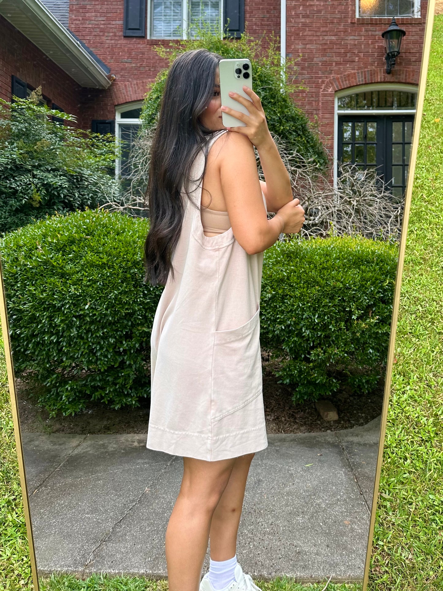 Light Khaki Sleeveless Oversized Romper