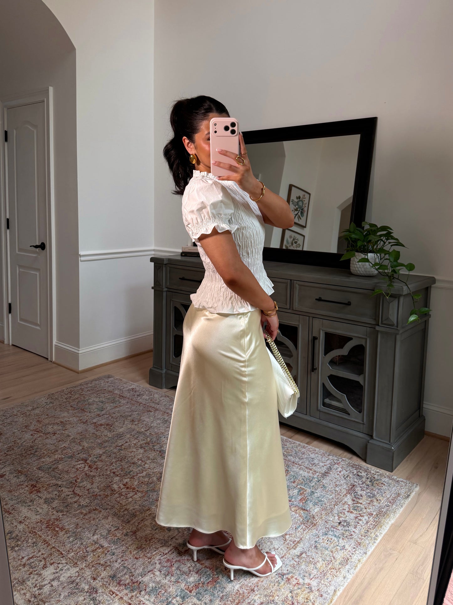 Pearl Buttercream Satin Skirt