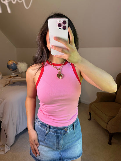Cherry Cola Ribbed Contrast Tank