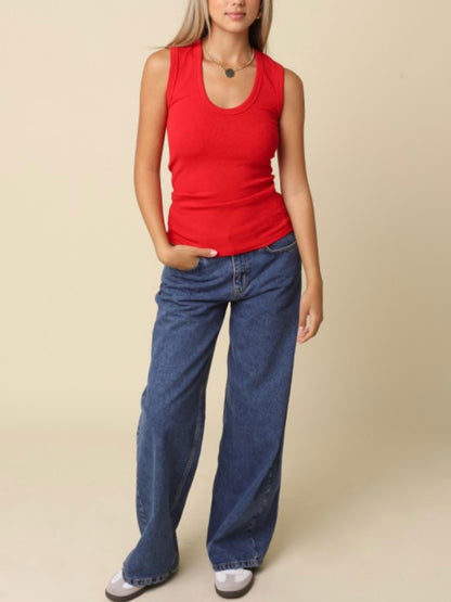 Cool Girl Scoop Neck Tank (Red)