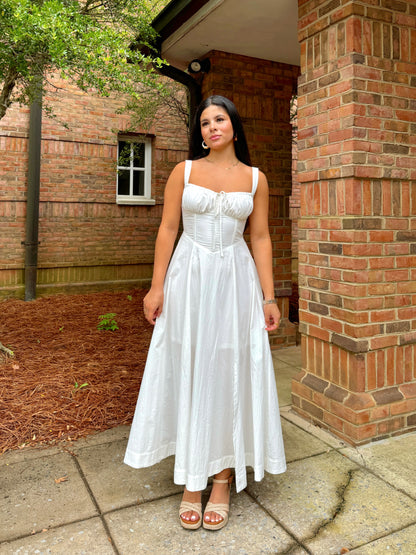 White Corset Midi Dress