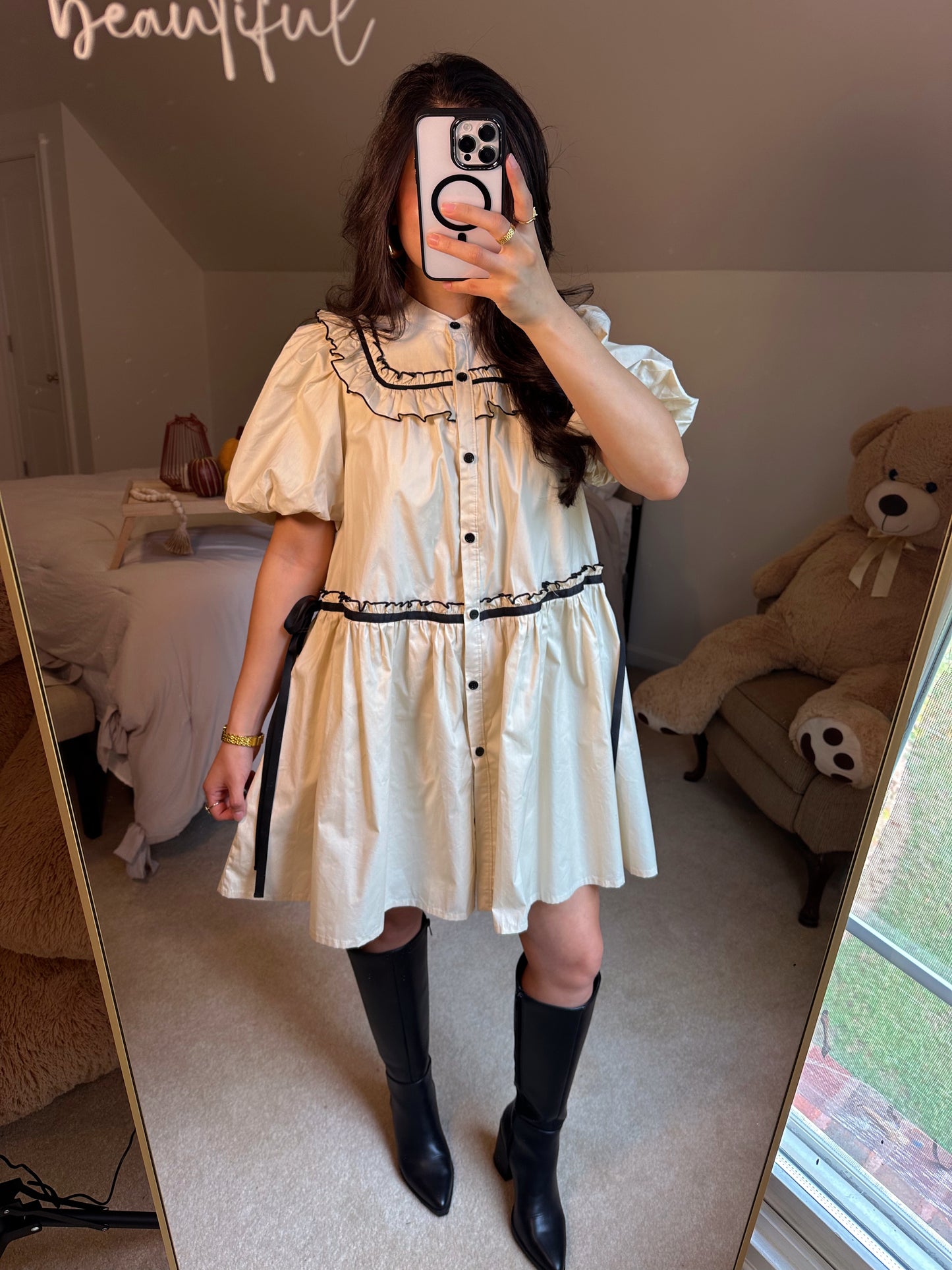 Cottage Chic Cream & Black Dress