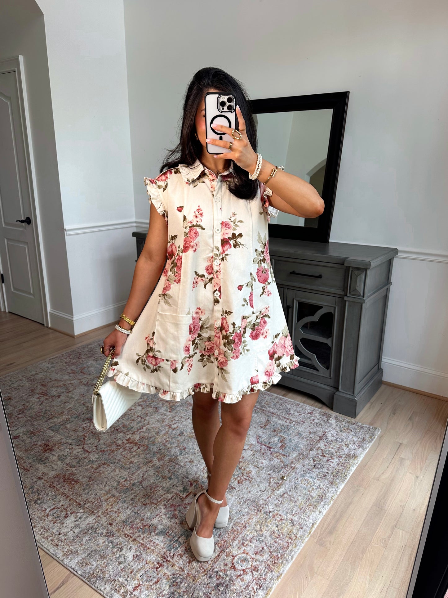 Sweet Rose Button Dress