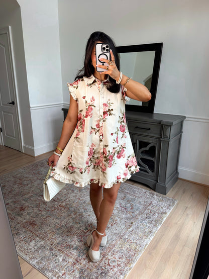Sweet Rose Button Dress