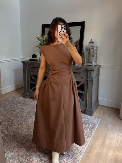 Mocha Pleated Dress