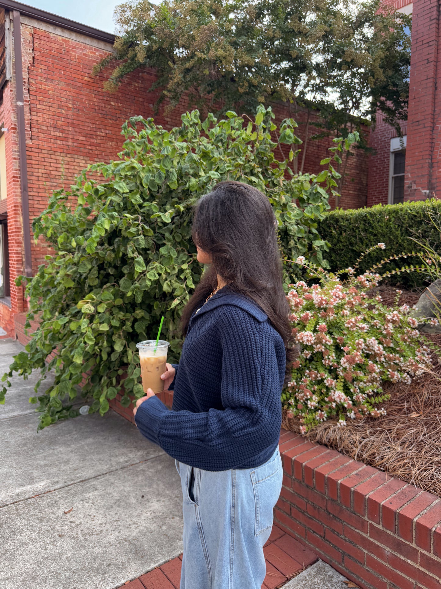 Navy Knit Collared Sweater