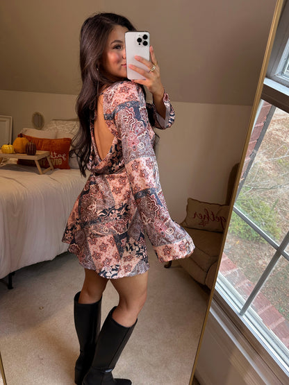 Paisley Open Back Dress